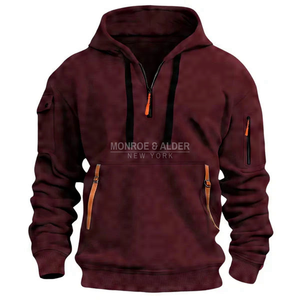 Harrison half-zip hoodie in burgundy