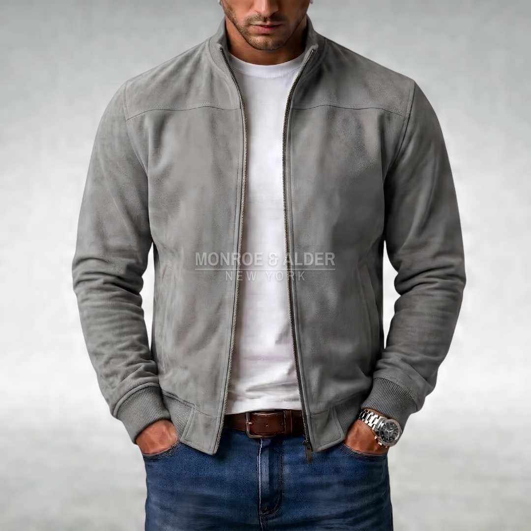 Walter classic casual jacket in gray, front view