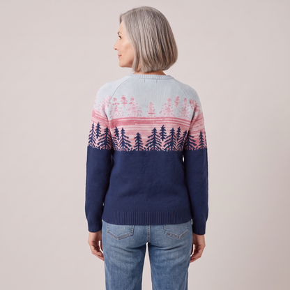 Meredith fair isle forest sweater, back view