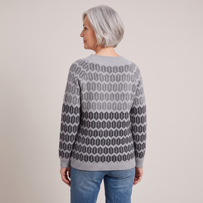 Rosalind icelandic knit sweater, back view