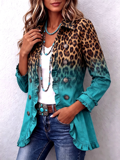 Deanna blazer in Turquoise, three-quarter view