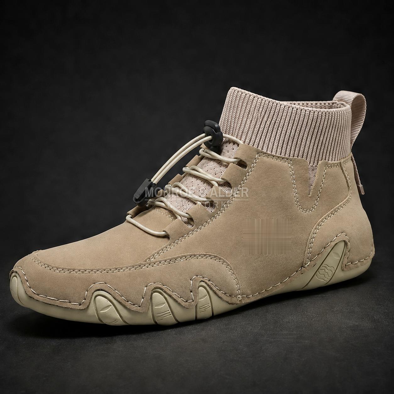 Bridger mid-top sneaker in Beige, side view