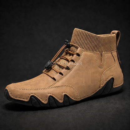 Bridger mid-top sneaker in Tan, side view