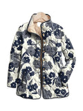 Adela™ — Navy Floral Quilted Jacket