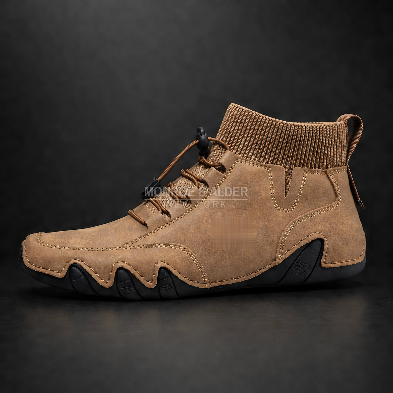 Bridger mid-top sneaker in Tan, angled side view