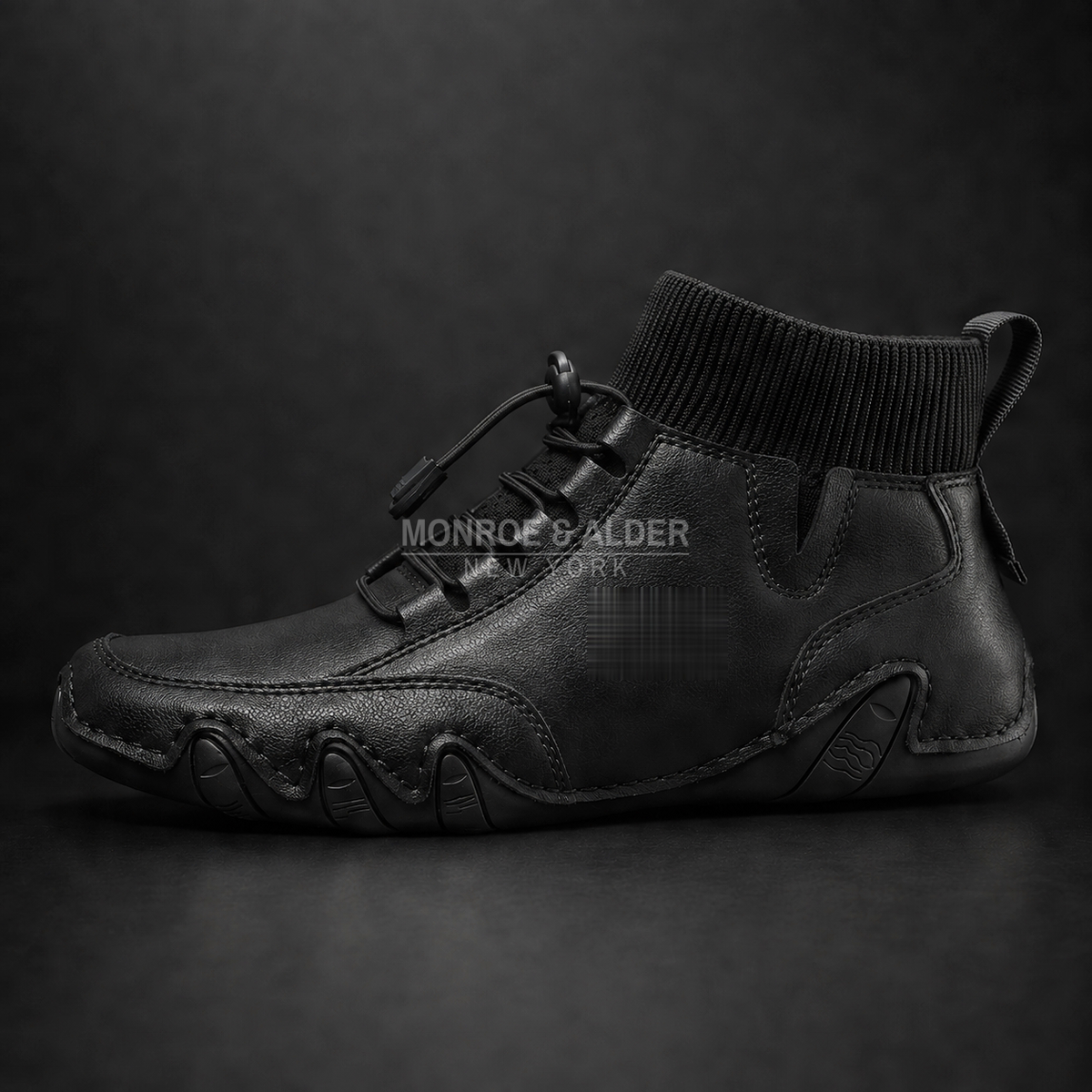 Bridger mid-top sneaker in Black, angled side view