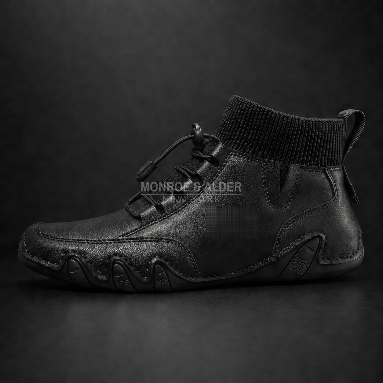 Bridger mid-top sneaker in Black, angled side view