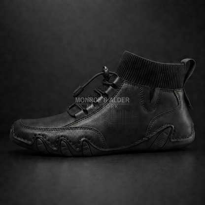 Bridger mid-top sneaker in Black, angled side view