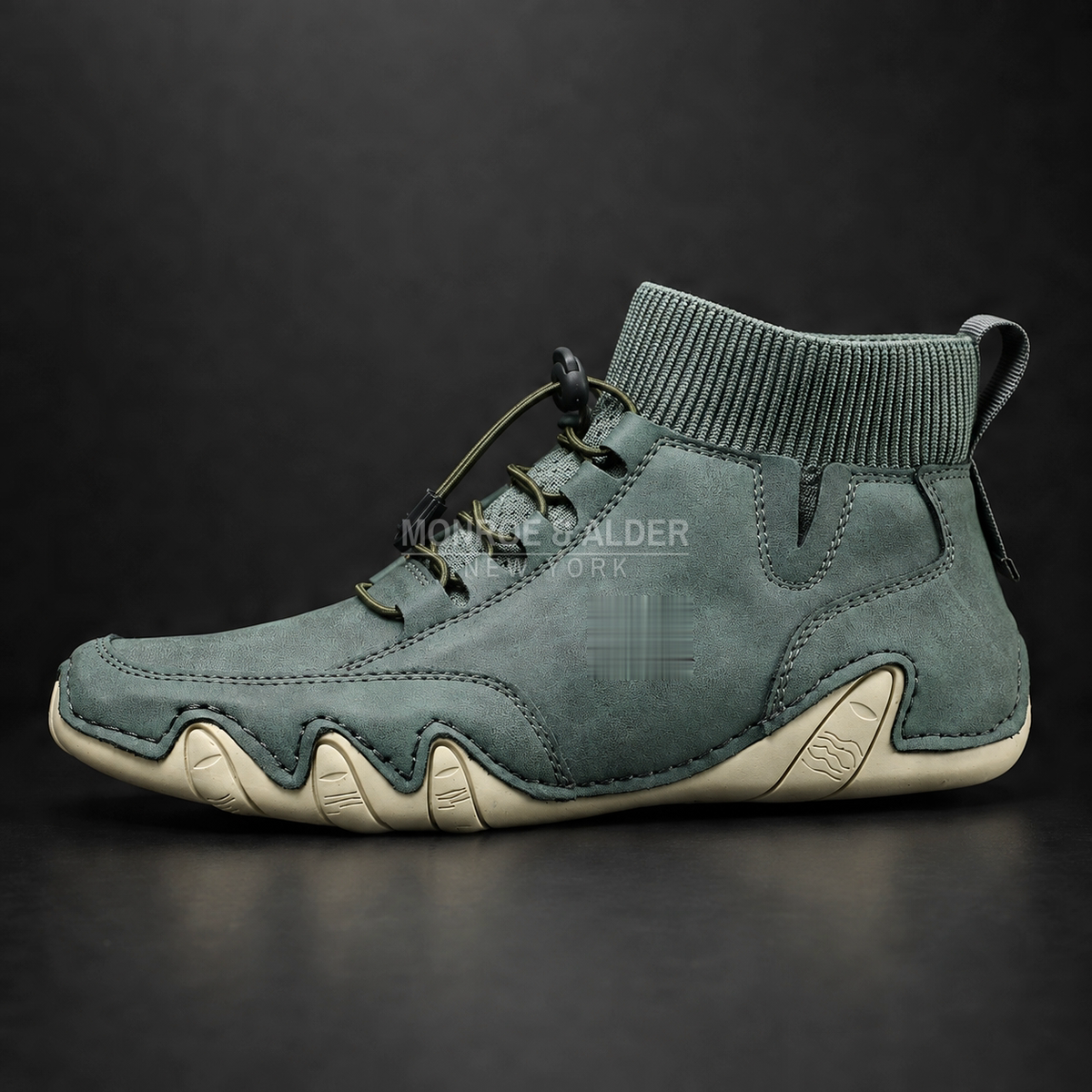 Bridger mid-top sneaker in Sage Green, angled side view