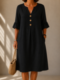 Frances™ — Black Button Shift Dress