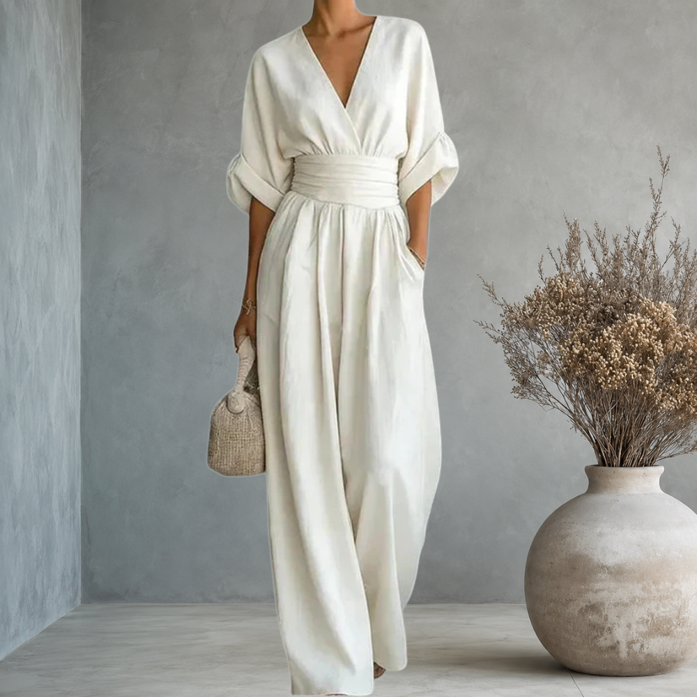 Adeline™ — Wrap-Front Wide-Leg Jumpsuit