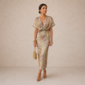 Louise™ — Sage Leopard Midi Dress