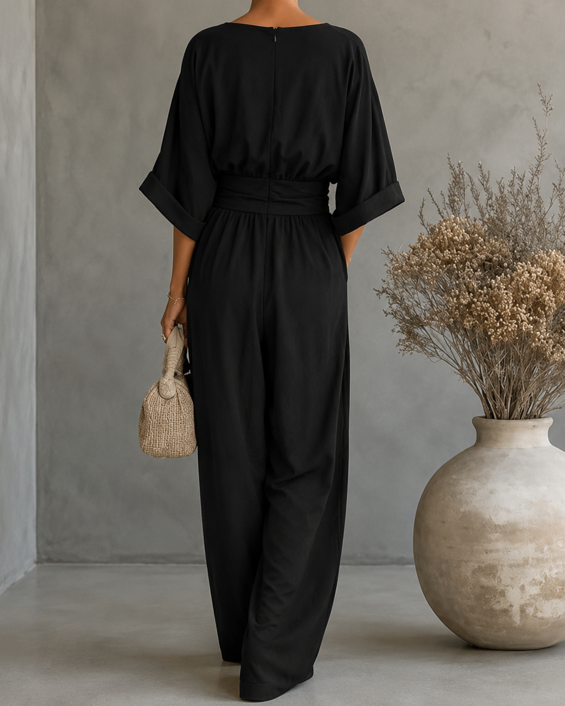 Adeline™ — Wrap-Front Wide-Leg Jumpsuit