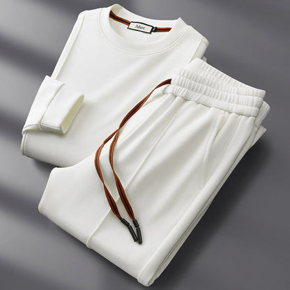 Wade cotton-silk set in white, sweatshirt and pants folded flat