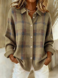 Wilma™ — Cozy Checked Knit Cardigan