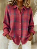 Nola™ — Classic Collared Plaid Cardigan