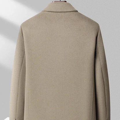 Back view of the Flynn wool jacket in beige