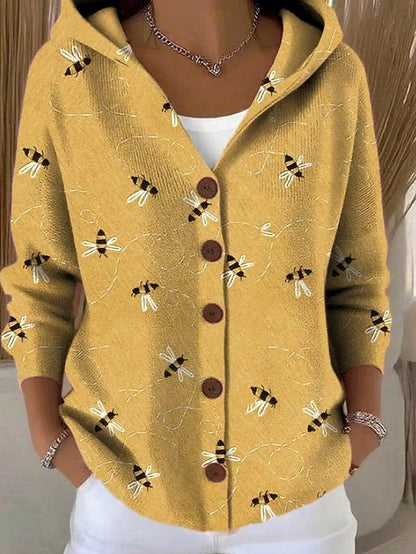 Lillian cardigan in yellow, front view