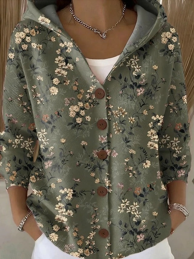 Lillian cardigan in dark green, front view