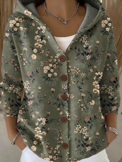 Lillian cardigan in dark green, front view