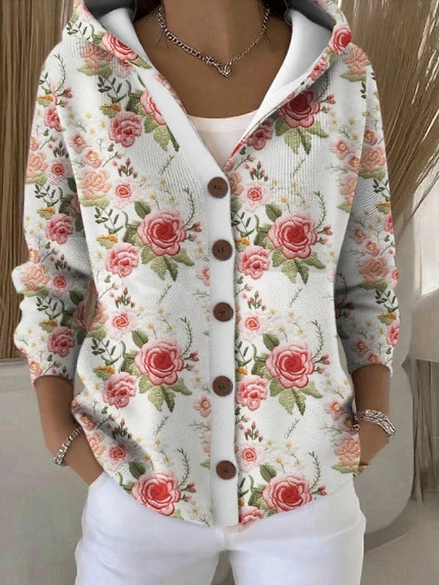 Lillian cardigan in powder pink, front view