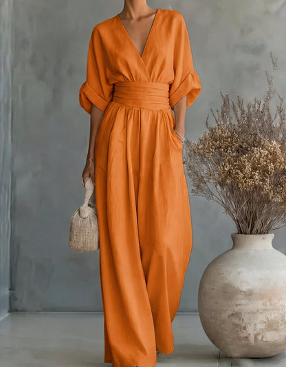 Adeline™ — Wrap-Front Wide-Leg Jumpsuit