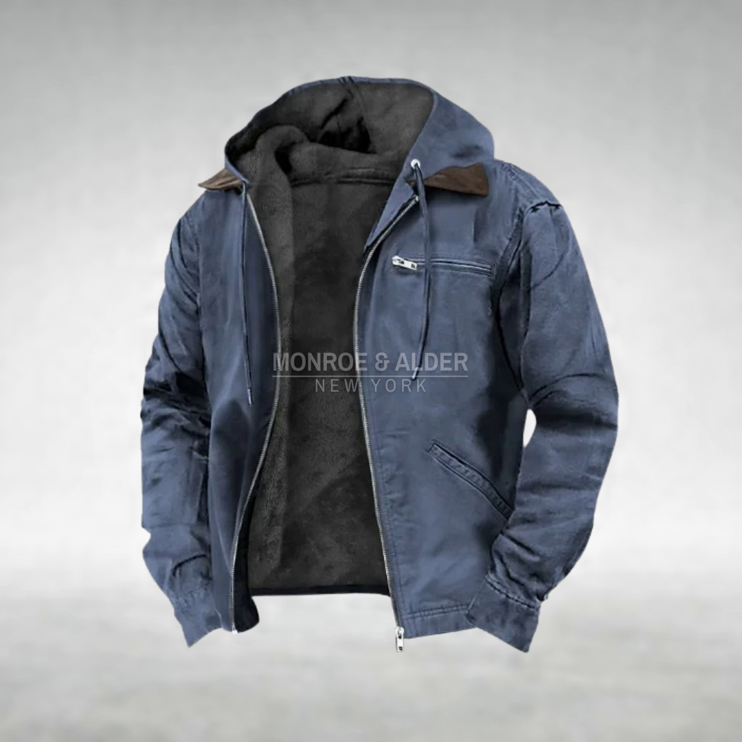 Dawson casual hooded jacket in navy, front view