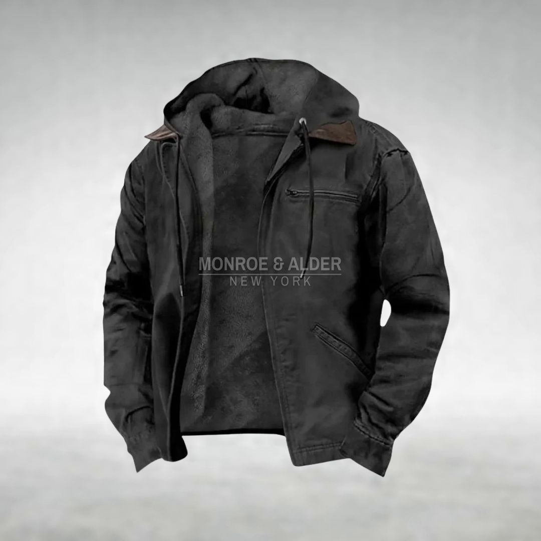 Dawson casual hooded jacket in black, front view
