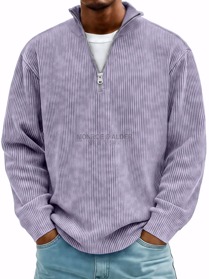 Grant ribbed zip-neck sweater in lavender