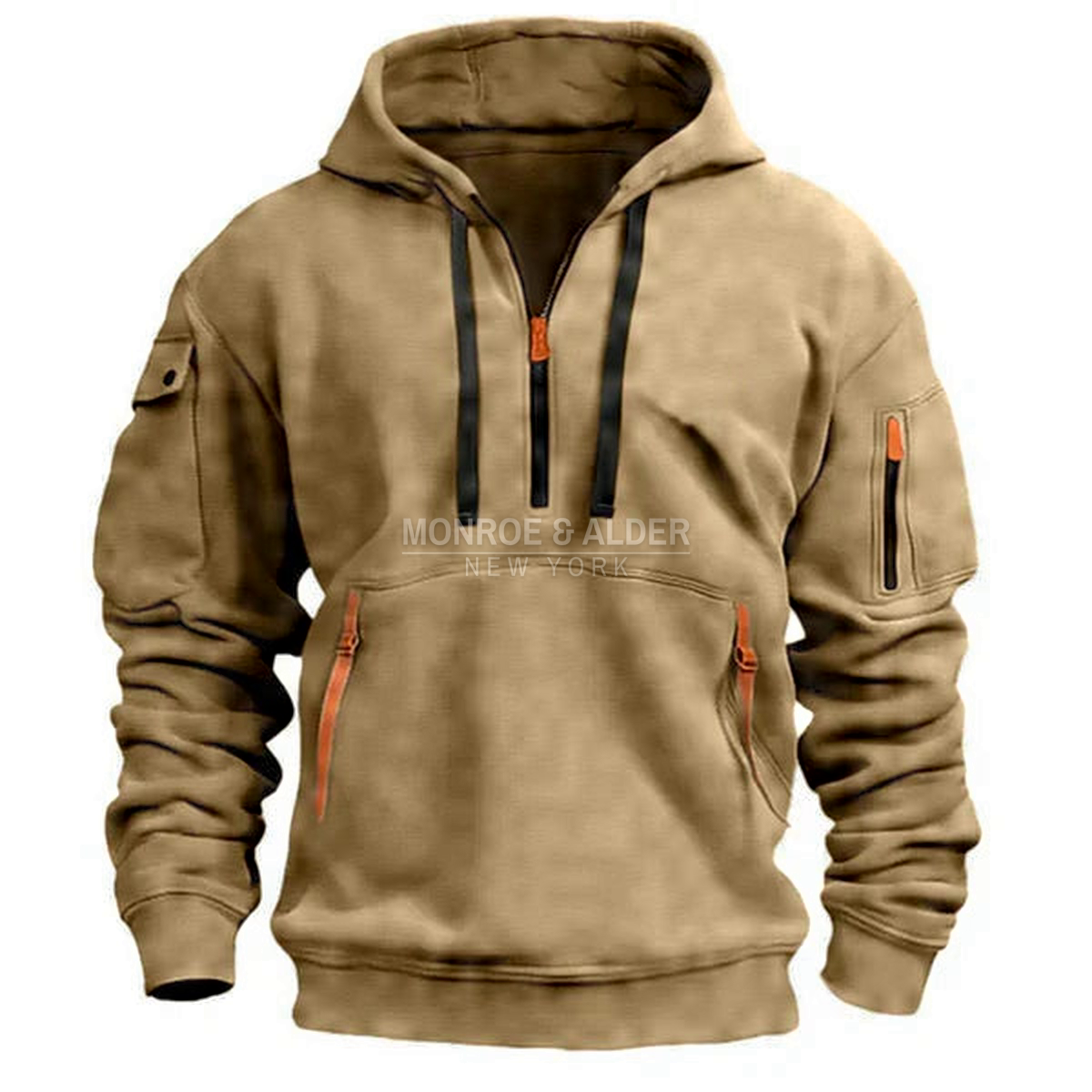 Harrison half-zip hoodie in tan