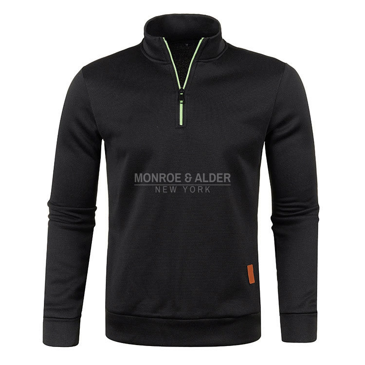 Harvey half-zip knit sweatshirt in Black, front