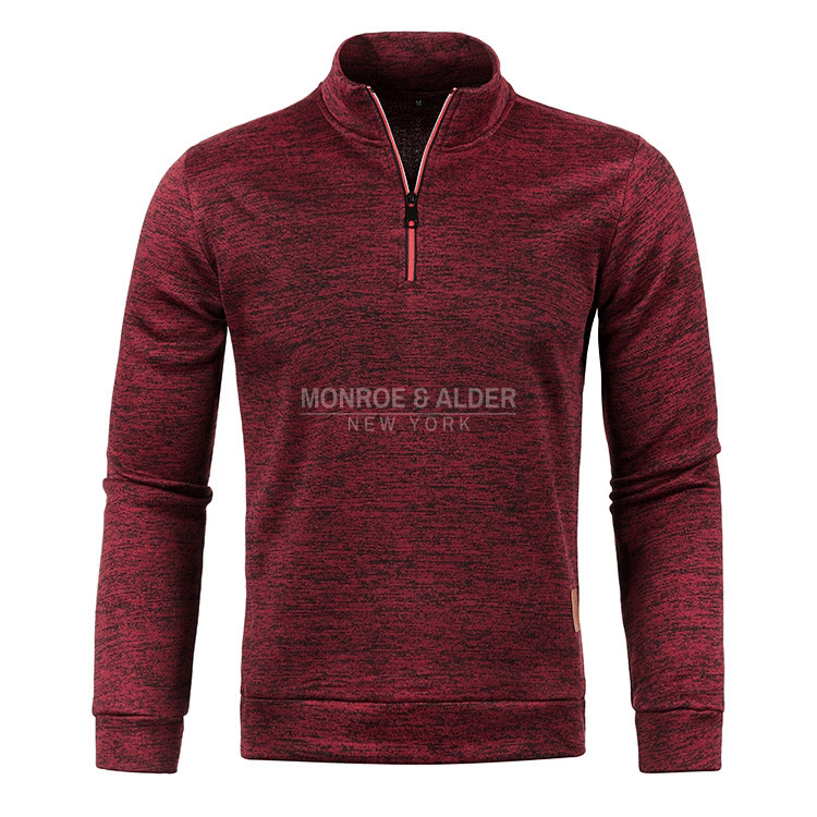 Harvey half-zip knit sweatshirt in Burgundy, front