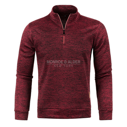 Harvey half-zip knit sweatshirt in Burgundy, front