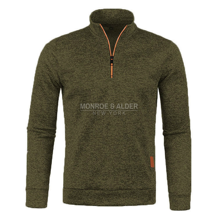 Harvey half-zip knit sweatshirt in Olive Green, front