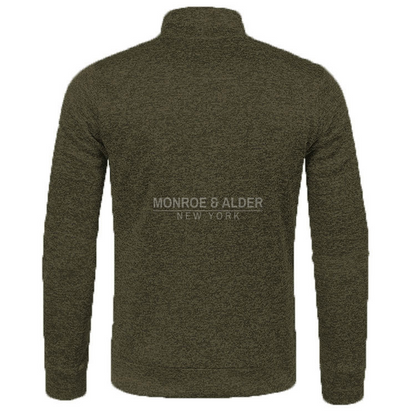 Harvey half-zip knit sweatshirt in Olive Green, back