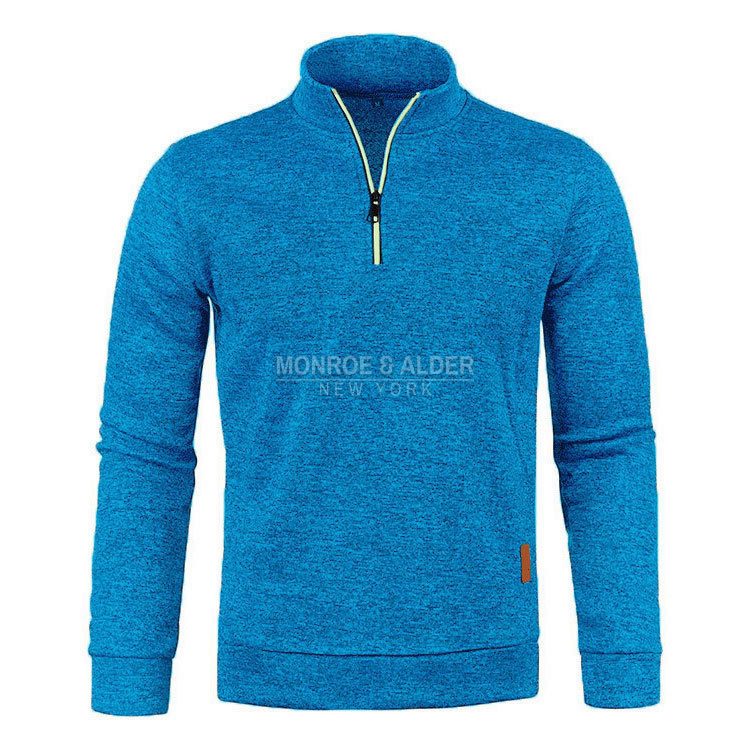 Harvey half-zip knit sweatshirt in Bright Blue, front