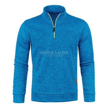 Harvey half-zip knit sweatshirt in Bright Blue, front