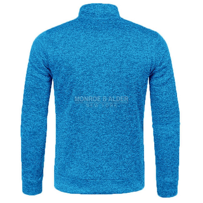 Harvey half-zip knit sweatshirt in Bright Blue, back