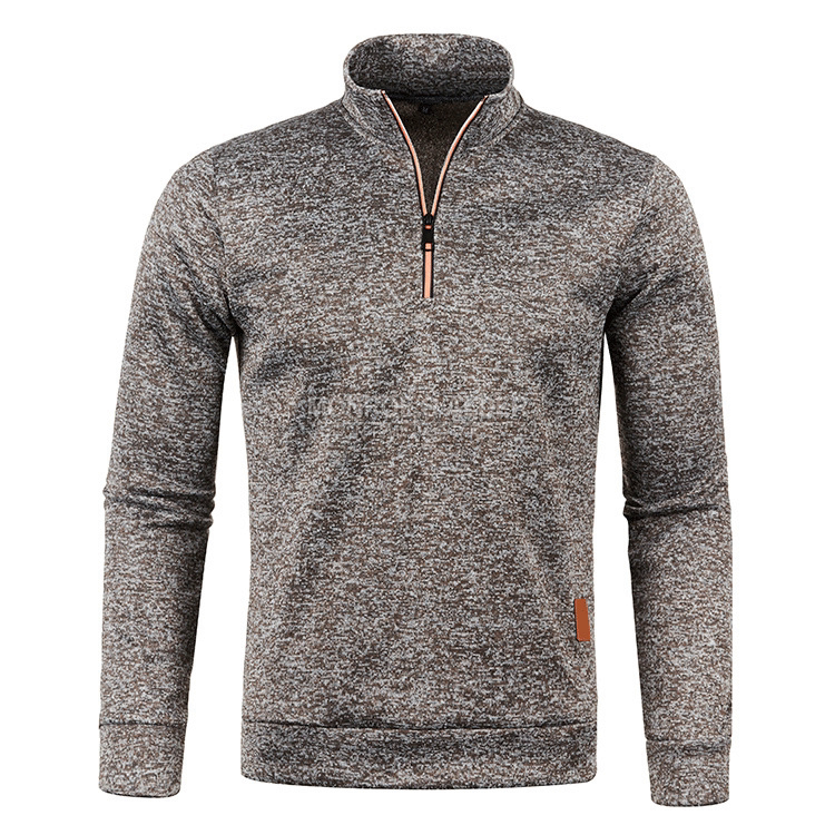 Harvey half-zip knit sweatshirt in Brown, front