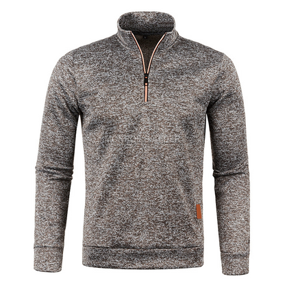 Harvey half-zip knit sweatshirt in Brown, front