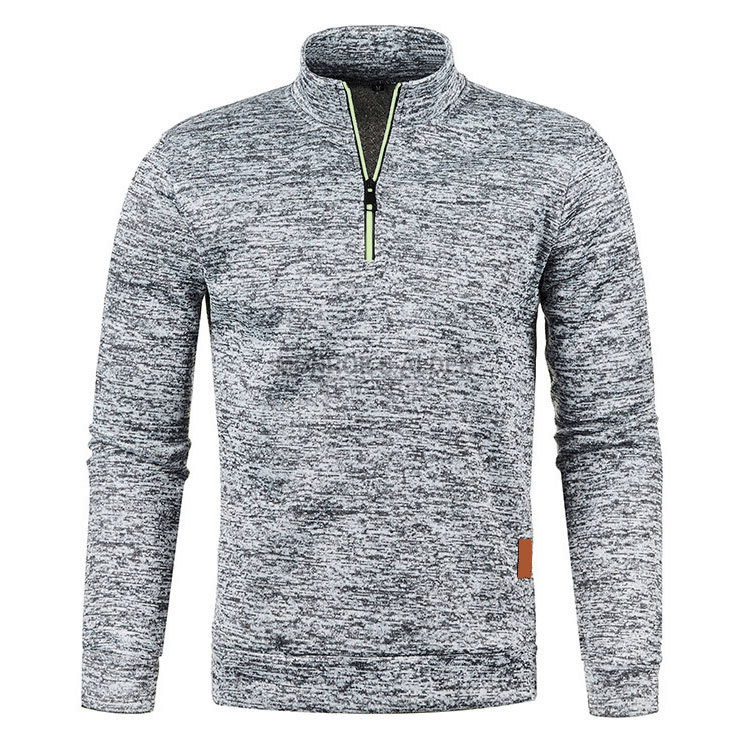 Harvey half-zip knit sweatshirt in Light Gray, front