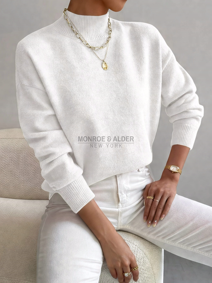 Helena soft mock neck sweater in white