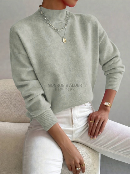 Helena soft mock neck sweater in sage green