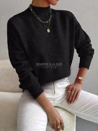 Helena soft mock neck sweater in black