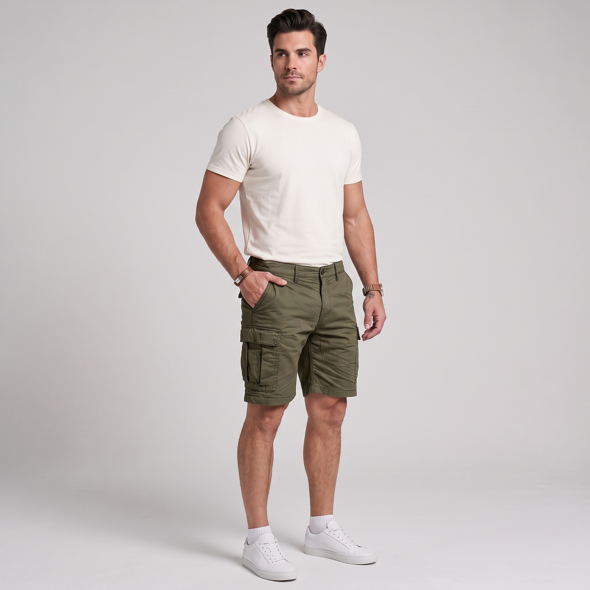 Nash comfort cargo shorts in olive green