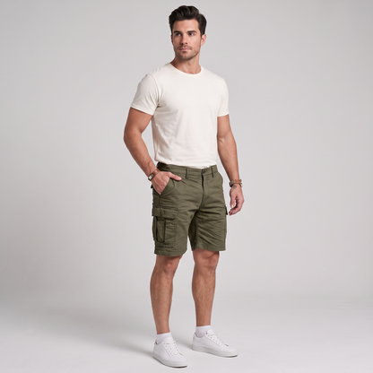 Nash comfort cargo shorts in olive green