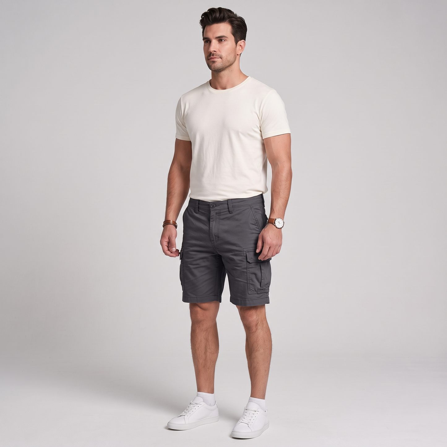 Nash comfort cargo shorts in charcoal gray