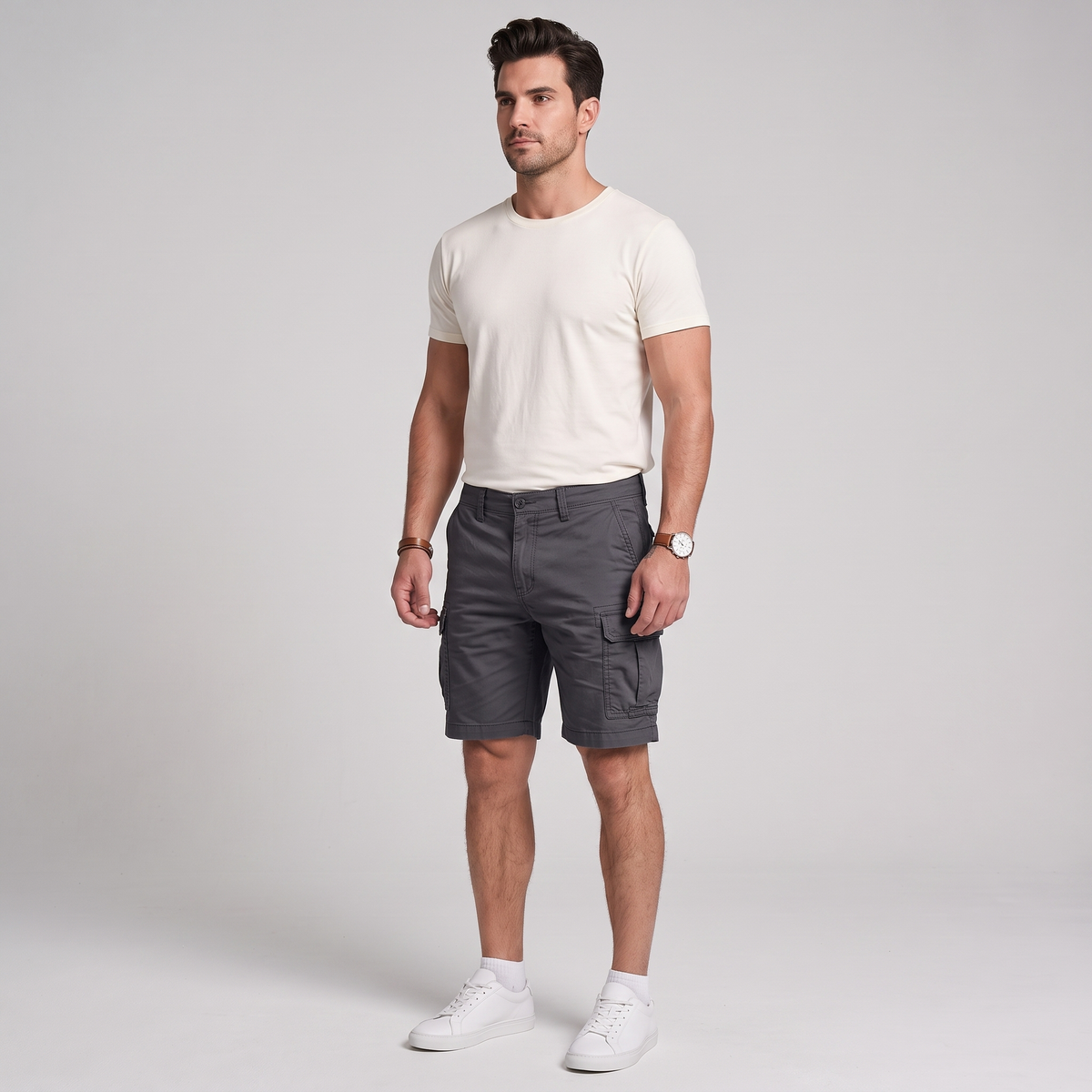 Nash comfort cargo shorts in charcoal gray