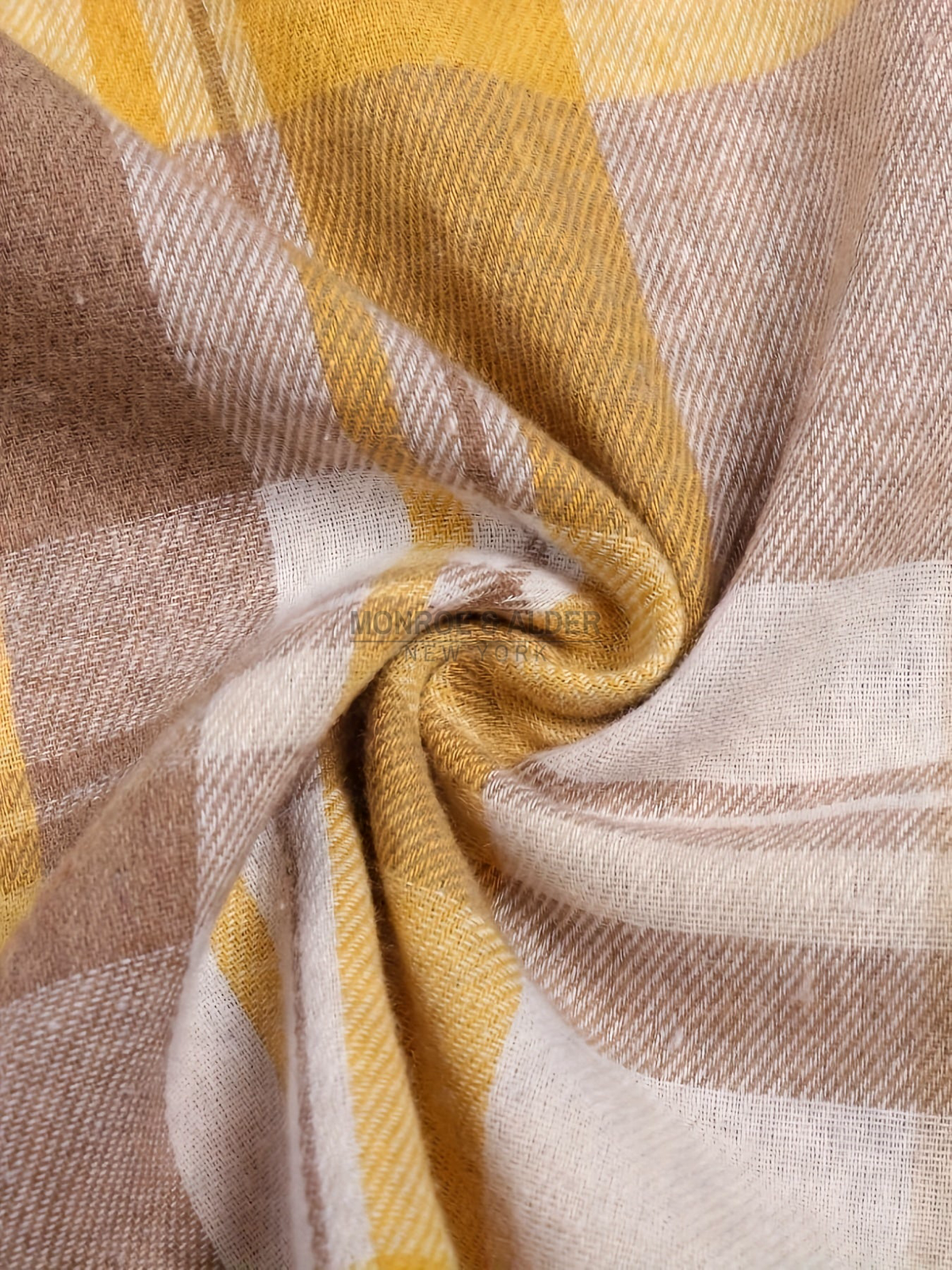 Close view of the Yellow plaid fabric