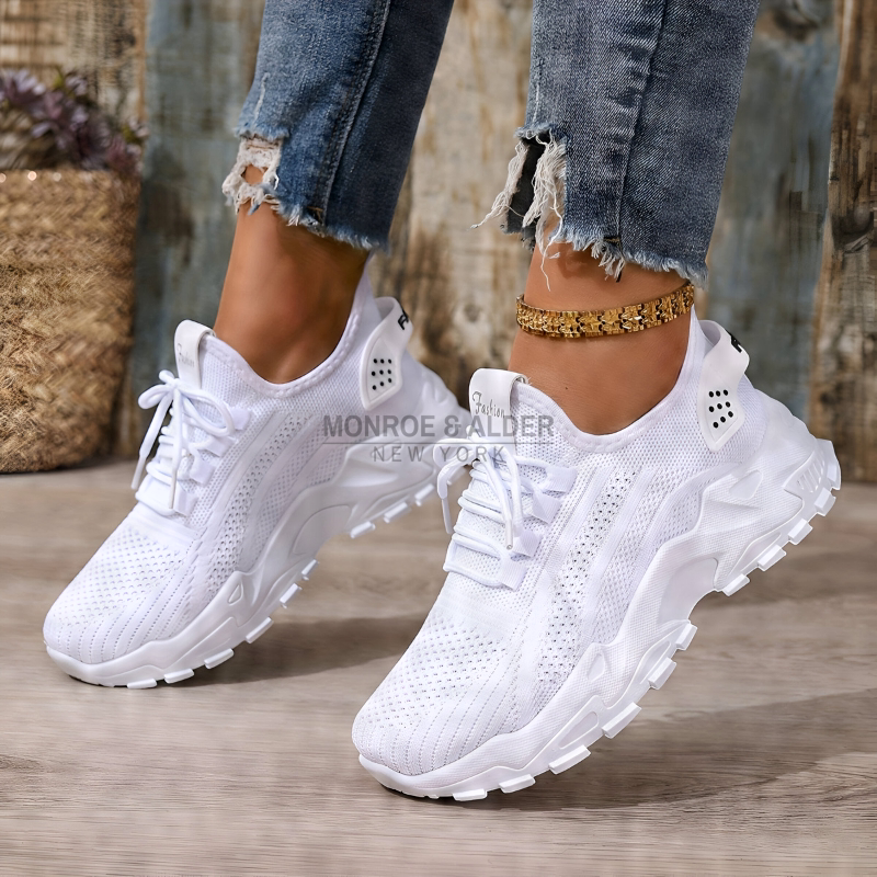 Molly sneaker in white, worn front view